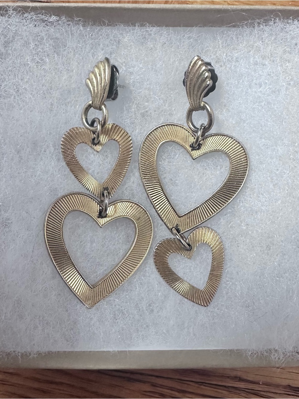 Brinker + Eliza Gold Double Heart Dangle Earrings